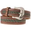 Western Fashion Mens Brown Belt With Turquoise Design