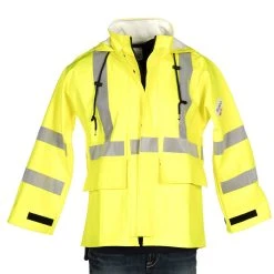 Rasco Fr Mens Hi Visibility Yellow FR Rain Jacket