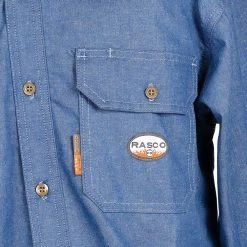 Rasco Fr Men's Chambray Flame Resistant Work Shirt -jeans shop CBFR703 21