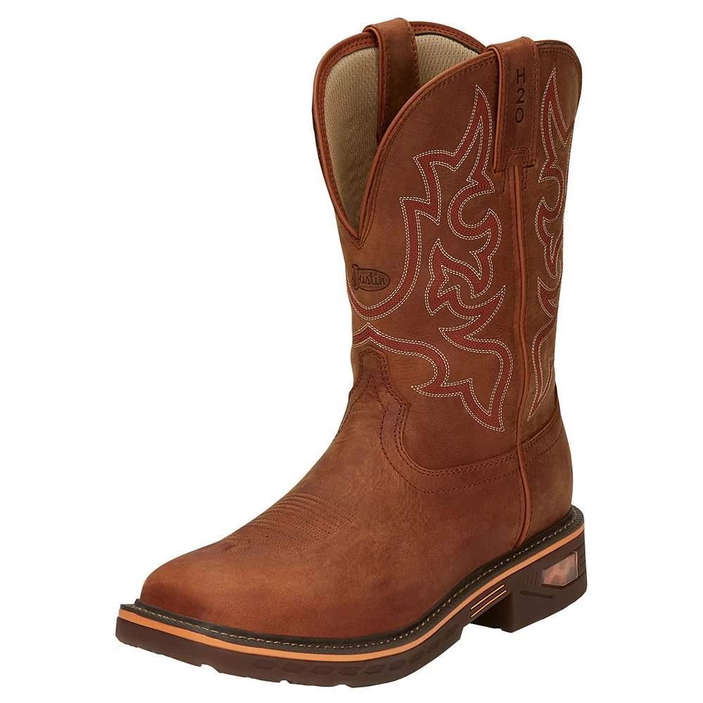 Justin Boots Men`s Resistor Russett 13` Russett H20 Soft Toe Square Work Boot 2 Justin Boots Men`s Resistor Russett 13` Russett H20 Soft Toe Square Work Boot - Image 2