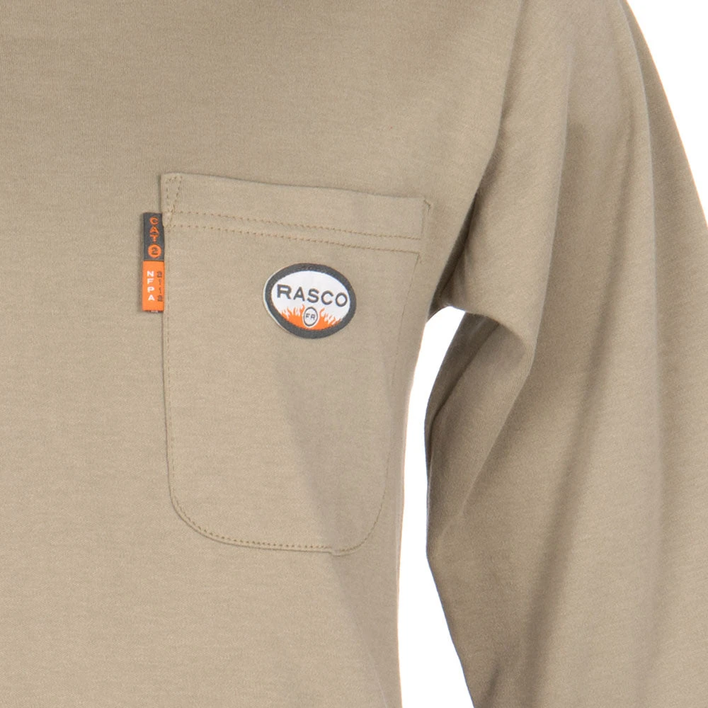 Rasco Fr Mens Long Sleeve FR Khaki Tee Shirt 2 Rasco Fr Mens Long Sleeve FR Khaki Tee Shirt - Image 2