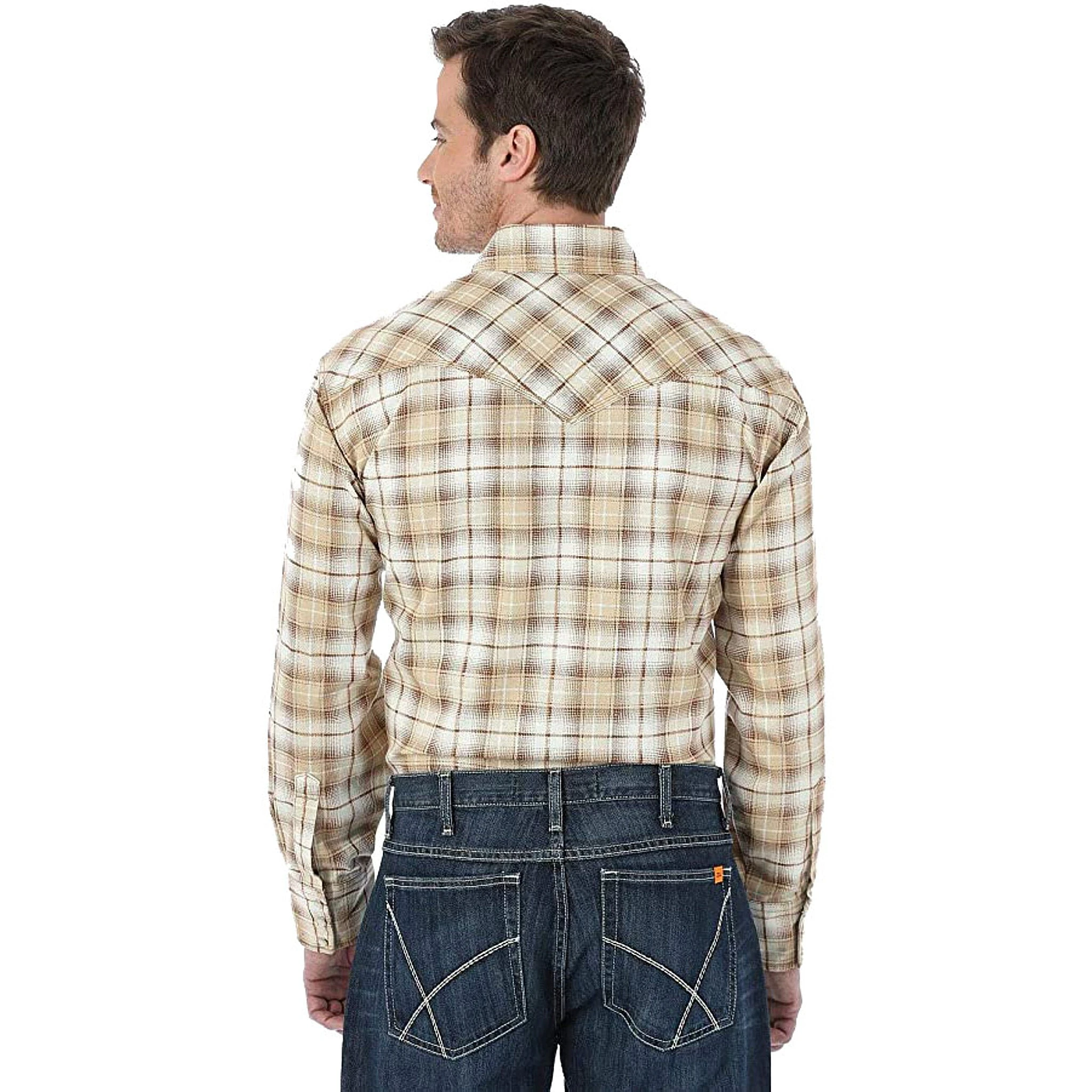 Wrangler Mens FR Flame Khaki L/S Work Shirt 2 Wrangler Mens FR Flame Khaki L/S Work Shirt - Image 2