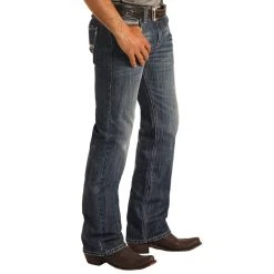 Rock N Roll Cowboy Men's And Pistol Straight Dark Wash Jeans -jeans shop M1P8282 2
