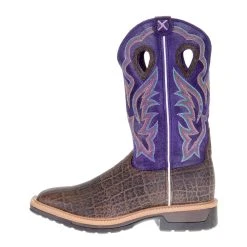 Men's Twisted X Brown Elephant Print 12in. Purple Soft Toe Work Boots -jeans shop MLCW027 03421