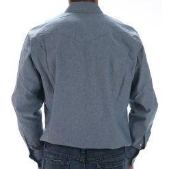 Wrangler Men's Chambray Snap Work Shirt -jeans shop MS70919 back1