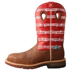 Twisted X Men`s Distressed Saddle 12` Red Barbwire Nano Toe Work Boot -jeans shop MXBNW01 2