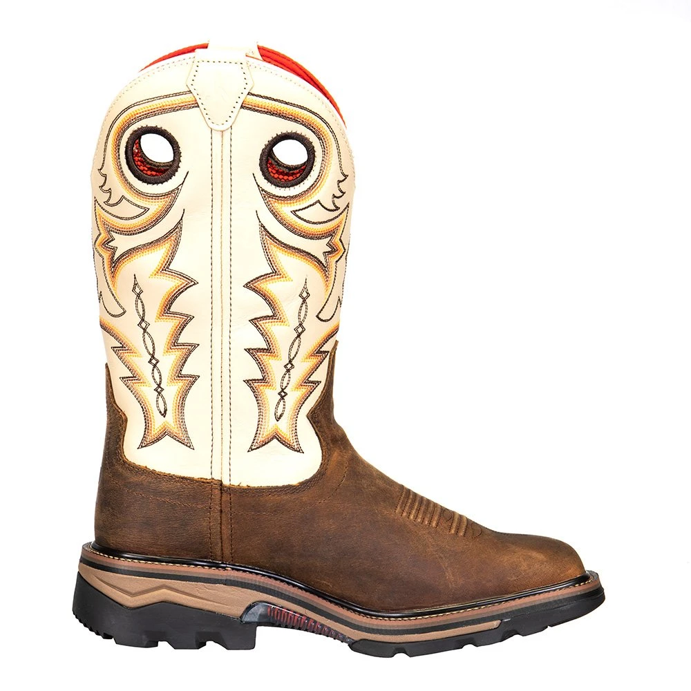 R. WATSON BOOTS R Watson Boots Men's Chestnut Distressed Buffalo 12in. Ivory Bone Top Square Steel Toe Work Boots 5 R. WATSON BOOTS R Watson Boots Men's Chestnut Distressed Buffalo 12in. Ivory Bone Top Square Steel Toe Work Boots - Image 5