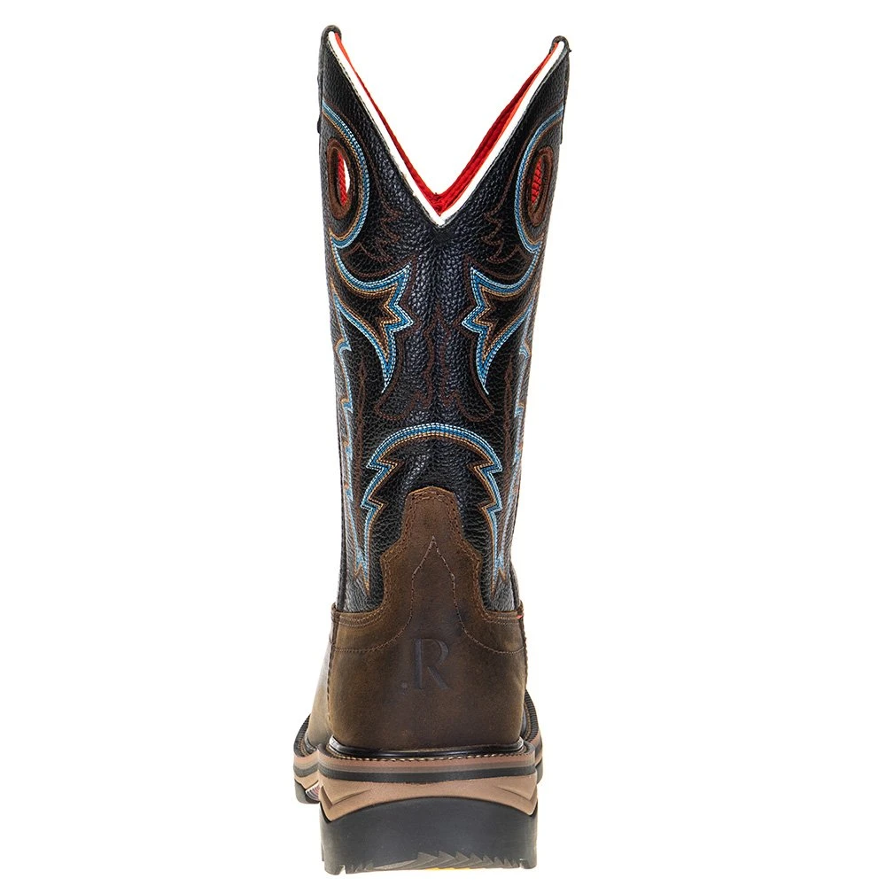 R. WATSON BOOTS R Watson Boots Men's Coffee Distressed Buffalo 12in. Midnight Black Goat Square Soft Toe Work Boots 4 R. WATSON BOOTS R Watson Boots Men's Coffee Distressed Buffalo 12in. Midnight Black Goat Square Soft Toe Work Boots - Image 4