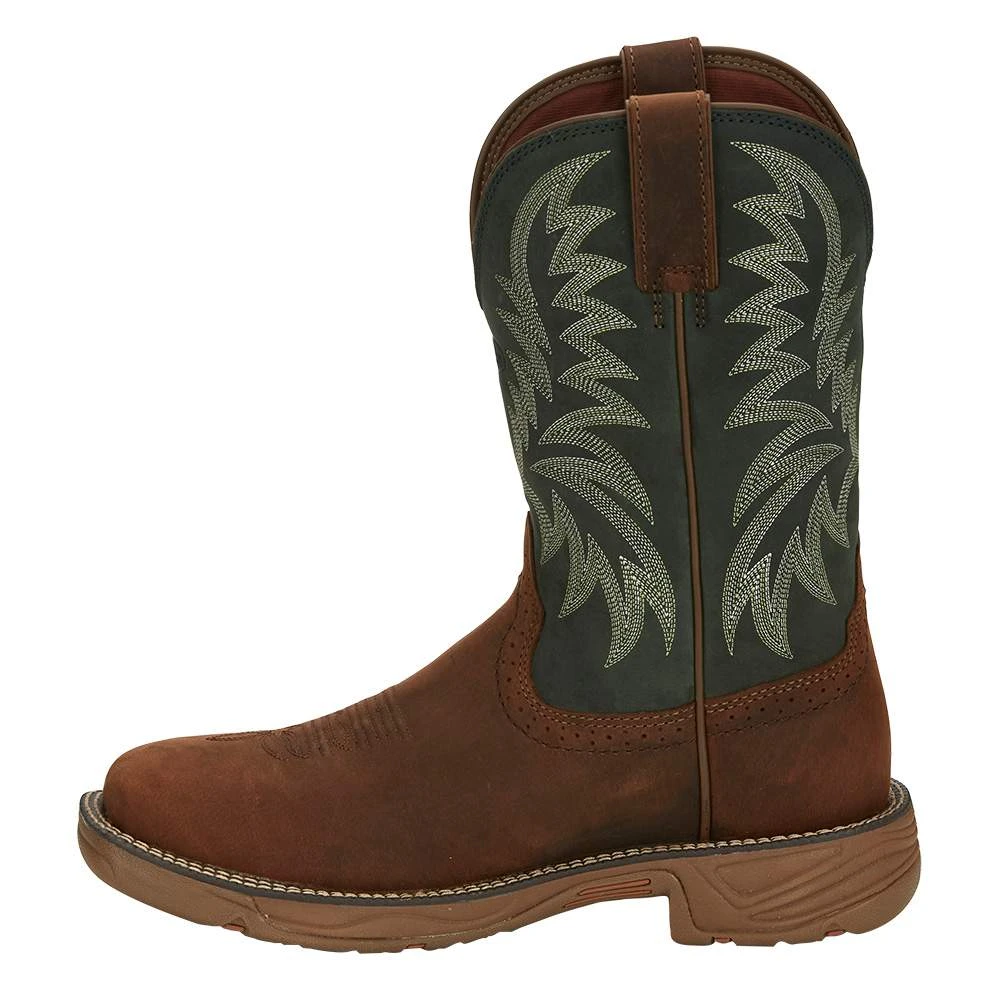 Justin Boots Men's Pecan Brown Water Buffalo 11 Forest Green Top Work Boot 3 Justin Boots Men's Pecan Brown Water Buffalo 11 Forest Green Top Work Boot - Image 3
