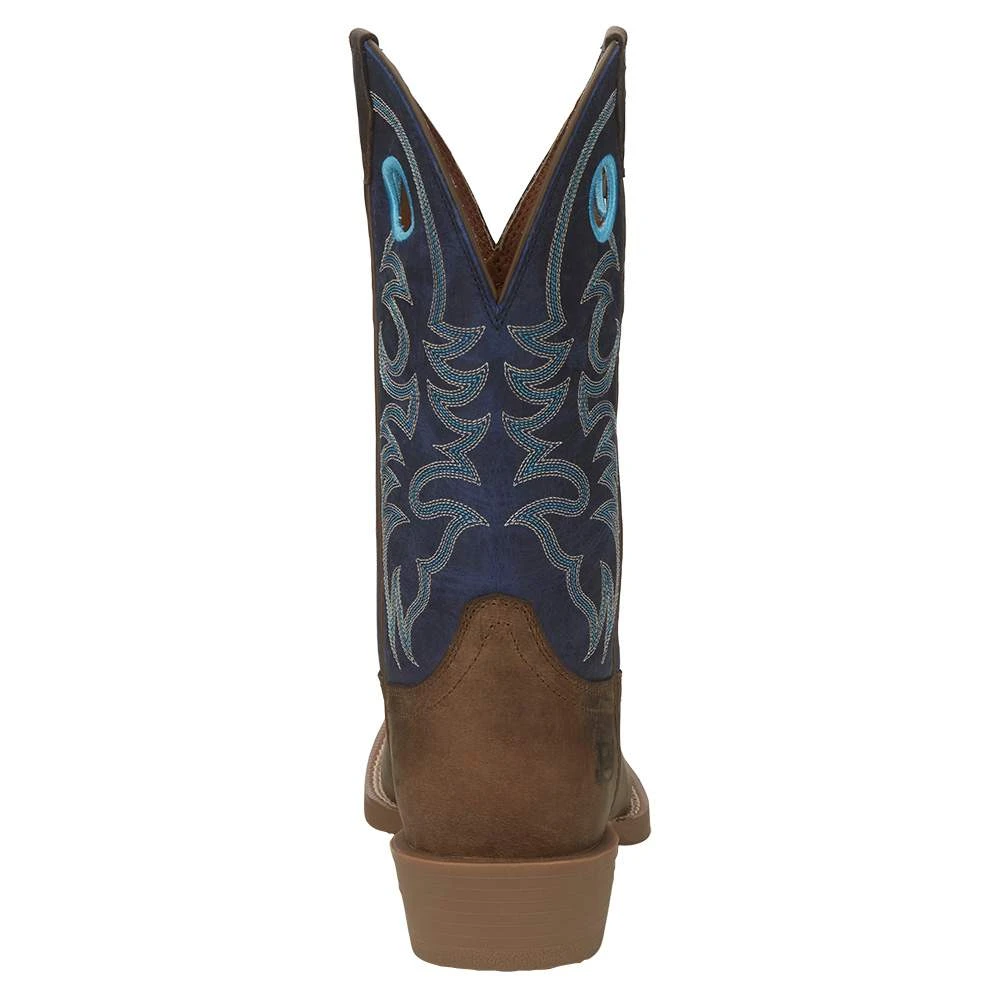 Justin Boots Men's Stampede Peanut Tan 12in Yale Blue Top Square Toe Boot 4 Justin Boots Men's Stampede Peanut Tan 12in Yale Blue Top Square Toe Boot - Image 4