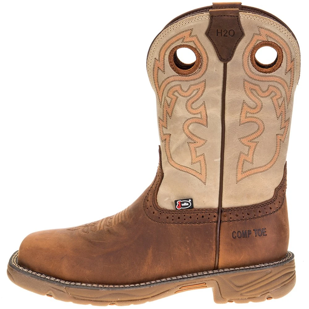 Justin Boots Men's Justin Stampede Rush Rust 11in. Cream Maldova Top Comp Toe Work Boot 3 Justin Boots Men's Justin Stampede Rush Rust 11in. Cream Maldova Top Comp Toe Work Boot - Image 3
