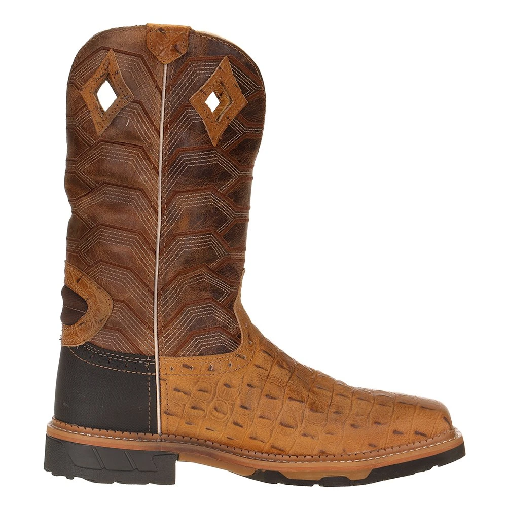 Justin Boot Company Men's Hybred Caramel Crock Print 12in. Buff Top Comp Toe Work Boot 5 Justin Boot Company Men's Hybred Caramel Crock Print 12in. Buff Top Comp Toe Work Boot - Image 5