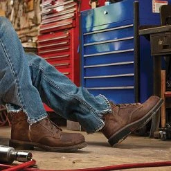 Justin Boot Company Mens Rugged Tan Steel Toe Lace Up Work Boots -jeans shop WK682 image